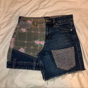 BDG Patchwork Denim Mini Skirt